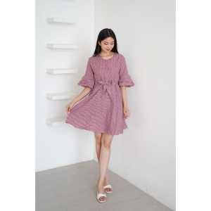 Ami Collection - Dress Lavina Motif Kotak - Kotak / Dress Mini / Dress Mini Formal / Dress