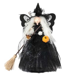 HUNIU Hài Hước Búp bê Phù Thủy bướm Halloween Đồ thủ công Thực tế dây chuyền phù thủy Halloween Sáng Tạo Dễ thương Chổi phù thủy trang trí Trang trí lễ hội ma