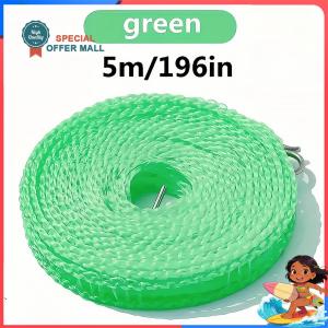 【Special Offer】10m Heavy Duty Nylon Clothesline Non Slip Windproof Outdoor Laundry Drying Rope for Travel Camping Home Balcony Quilt Blanket Durable Portable Clothes Line with Hooks Easy Install