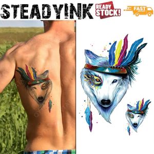 [𝚂𝚝𝚎𝚊𝚍𝚢𝙸𝙽𝙺] Lasting Tattoo Sticker Tatu Pelekat Waterproof | Wolf | Body Art Gift Makeup Carnival Event Festival Party |