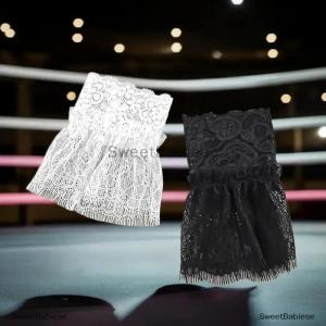 [COD] SweetBabiese Phụ nữ giả cánh tay tay áo với ngắn tua trắng và đen xếp li Cuff đẹp ren Phụ kiện ngoài trời embellishments