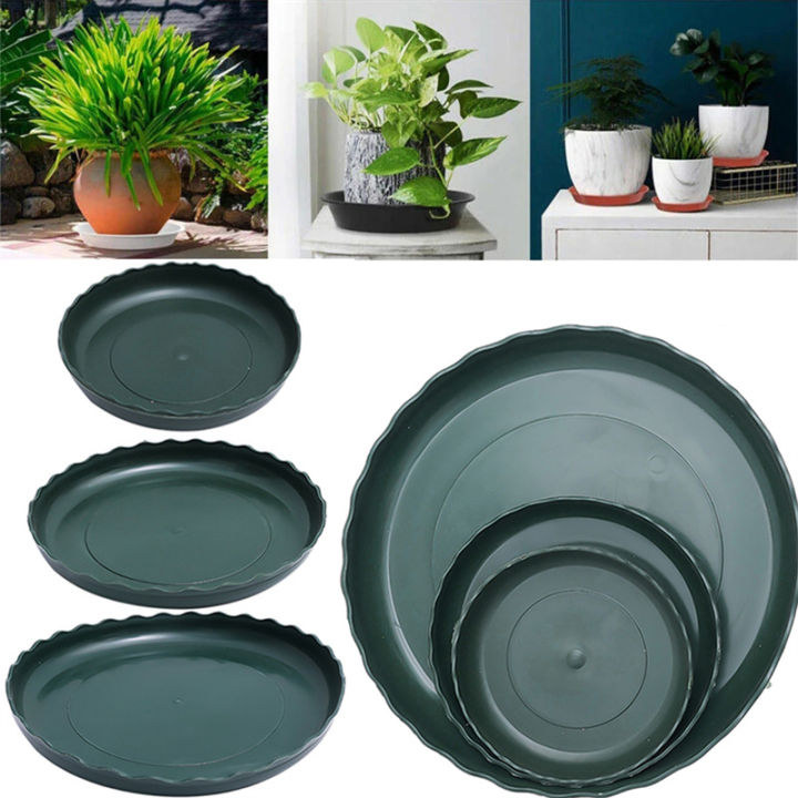 Flower Pot Trays Resin Round Flowerpot Base 3 Size Durable Plant Saucer ...