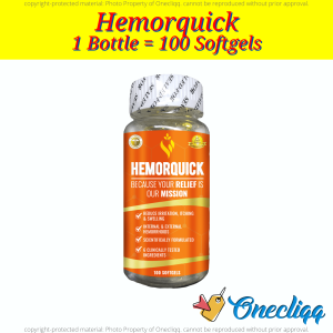 HemorQuick for Almoranas or Hemorrhoids | Hemorquick Original Capsule for Adult | FDA Approved | 1 Bottle - 100 Softgels