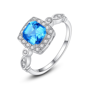 Nhẫn Bạc Nữ Đính Đá Saphire Xanh Cao Cấp Cho Quý Cô Thanh Lịch N-2400 Bảo Ngọc Jewelry