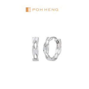 Poh Heng Jewellery 18K Twisted Huggie Earrings in White Gold[Online Exclusive]