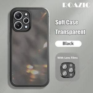 Roazic với ống kính films vỏ điện thoại cho Xiaomi Redmi 12 mặt sau trong suốt Bìa mạ rõ ràng nhựa TPU mềm Ốp chống sốc