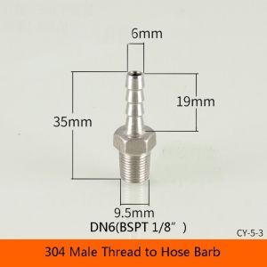 JAYNEBIO 1Pcs 304 Stainless Steel Pipe Joint Connector Adapter Male Thread Hose Connector 6mm To 12mm Pipe Fitting for PU PE Tube