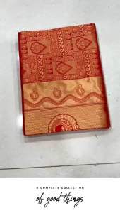 New Launching South style Soft designer party wear and dinner saree ( Queen Red gold Bridal weeding saree )