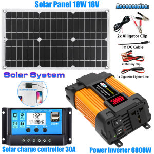 Solar Panel Complete Set 6000W Inverter DC 18V To AC 220V Solar Power Generation System USB Solar Inverter Controller