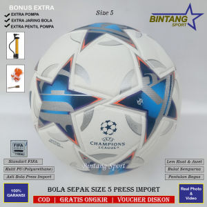 Bola Sepakbola Size 5 Original Import Model Press Mesin Bola Sepak Liga Champion Kualitas Terbaik