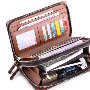 WilliamPolo Wallet Mens Long Genuine Leather Wallet Card Holder Extra Large Capacity Clutch Bag Big Brand Handbag Cowhide Wallet