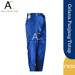 Celana seragam BIRU SMP Celana panjang seragam sekolah SMP Kelas 1-3 Kain Licin MENGKILAT