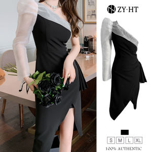 ZY·HT Dinner Dress Gowns Ladies Elegant 2024 New Irregular Black Dresses Birthday Party 5200