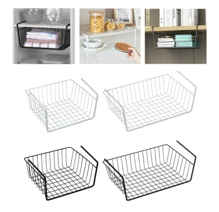 Under Shelf Storage Basket Rack Kitchen Cupboard Organiser Wire Mesh