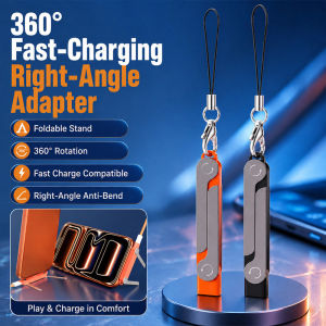 Foldable Stand Fast Charging Right Angle Adapter / Full Rotation Portable Charging Adapter / Travel Gaming Home Office / Phone Tablet Laptop