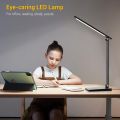 LED desk lamp for Home Office, 3 levels dimmable desk light with USB charging port, small study lamp, reading light for table, black, 5000K. 