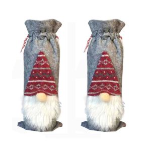 XYAX 2Pcs Santa Christmas Faceless Doll Wine Cap Kawaii Mini Christmas Gnome Wine Cap Xams Gifts Romance Christmas Wine Bottle Bag Christmas