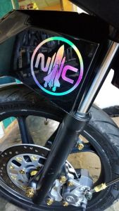 Stiker Sticker Nasa Crew NC Logo Cutting Motor Keren Timbul Anti Air Bahan Hologram variasi Mobil