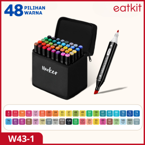 Eatkit Spidol Warna Warni 1 Set Sketch Marker 2 Tip Touch Marker 48/60/80 Warna