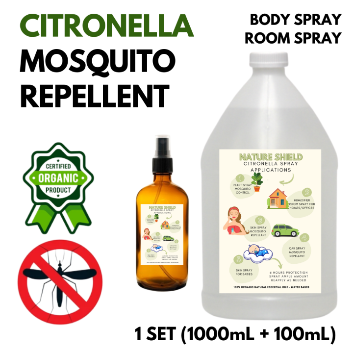 NATURE SHIELD,Citronella Natural Mosquito Off Spray (1 Liter + 100mL ...