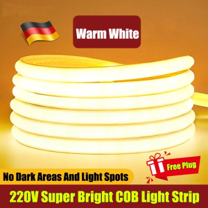 220V LED Strip Lights IP67 Waterproof 5M/10M/20M COB Outdoor Decoration Flexible Neon Strip