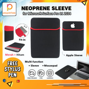 Sleeve 2 in Microsoft Surface Pro 11 2024 Sarung 2 tone Tas Bag Neoprene Fit Pouch Black Cowok Cewek Skin Cover Aksesoris Pelindung Tablet