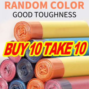 【BUY 10 TAKE 10】1roll=15pcs Trash Bags With Strings Garbage Bag With Handle Biodegradable Drawstring Rubbish Bag Pull Rope Garbage Bag Household Thickened Plastic Quality Kitchen Garbage Bag (Random) Cod