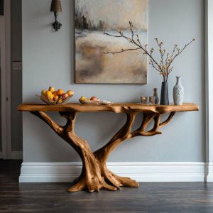 Bàn Console Gỗ Nghệ Thuật – “Dòng Vân Lặng Chảy” - Mộc Nhà Nếp