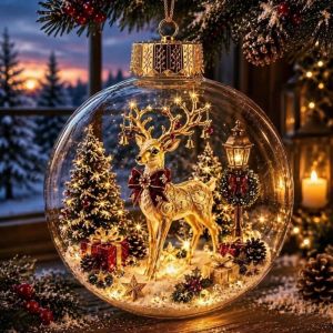 UNIITY có đèn trang trí Giáng sinh Kích thước 8CM Chất liệu acrylic. dây chuyền hình ông già Noel An toàn. Thiết kế trong suốt. dây chuyền hình cây thông Noel Cây thông Noel