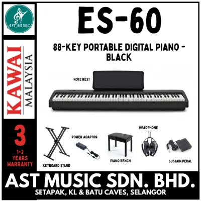 Kawai ES60 88-Key Portable Digital Piano - Black