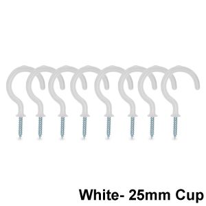 UUMIR 25PCS สกรูใน ไม้แขวนเพดาน เคลือบพลาสติก สกรูไหล่แก้ว ครัว Loop Peg เครื่องมือฮาร์ดแวร์ ตะขอถ้วยจุ่ม