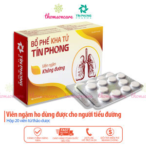 Viên ngậm ho Bổ phế kha tử Tín phong - Bổ phế không đường - Hỗ trợ giảm ho dạng vngậm từ bạc hà mơ muối bách bộ và thảo dược hộp 20 viên