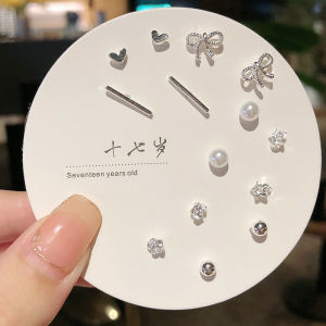 7/12Pairs Exquisite Small Earrings Set One Week Fashion Ear Jewelry Simple Accessories Gifts