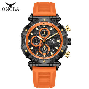 ONOLA Watch Personalized Round Multi Scale Multi Functional with Calendar Dial High Quality Silicone Strap Fashion New Quartz Waterproof Mens Watch