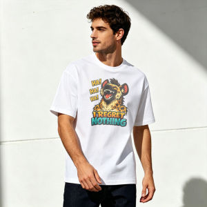 I Regret Nothing Carefree Hyena Funny Quote Slogan T-Shirt Men Breathable Cotton Crew Top Animal Lover Trendy Fashion Blouse