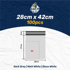 25x35cm 28x42cm Medium Size Courier Bag Flyer Premium Grade White Matt Gloss Grey Packaging Seal [CB05B]