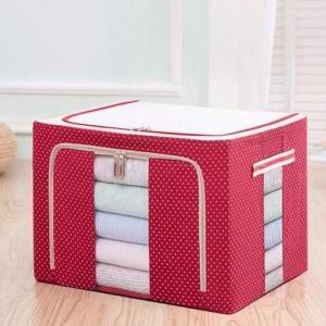 72L Durable Oxford Fabric Foldable Steel Shelf Lidded Clothes Storage Box
