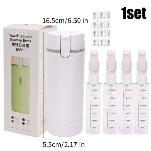 4 in 1 Travel Dispenser Bottle - Leakproof Travel Pump Lotion Bottles for Toiletries - Refillable Lotion Cosmetic Liquid Container - Portable Shampoo Shower Gel Storage Bottle