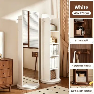 FVALLEY Multifunctional Standing Full Length Mirror Coat Rack With Storage Shelf Makeup Mirror Bedroom Sampayan Rack