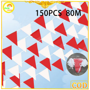 150pcs Banner Bendera Merah Putih Segitiga / Bendera HUT RI / 17 Agustus -80 meter