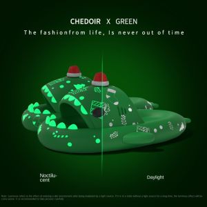 Dark Night Halloween Pumpkin Shark Slippers Mens Thick Sole Trendy Couple Home Luminous Slippers