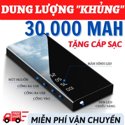 SẠC DỰ PHÒNG MẶT GƯƠNG ĐEN 30000MAH - PIN DỰ PHÒNG , PIN TRÂU GIÁ TỐT - PIN SẠC DỰ PHÒNG CAO CẤP, MẶT GƯƠNG ĐEN NHIỀU MÀU SẮC - SẠC DỰ PHÒNG 30.000MAH DUNG LƯỢNG KHỦNG, SẠC NHANH, CÓ ĐÈN LED