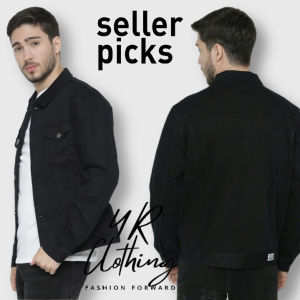 Jaket Jeans Pria Hitam Pekat Bahan Denim Jeans Reguler Non Stretch Jecket Denim Cowok Jumbo