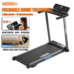 ONETWOFIT Foldable Treadmill Home Gym 2.5HP 0.8-12km/h with 3 Manual Incline 12 Sports Mode Bluetooth Connection LED Display Running Machine