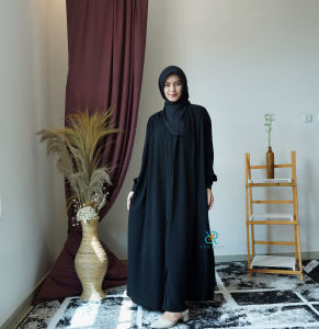 INDIGO ABAYA BAHAN JET BLACK GAMIS BIG SIZE HIGH QUALITY SIZE SMLXL