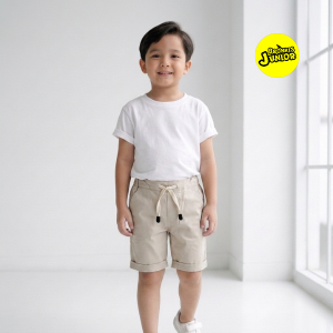 Bronkis Junior Celana Pendek Anak Laki Laki Bahan Stretch Warna Beige Variasi Tali 1 Bulan Sampai 6 Tahun