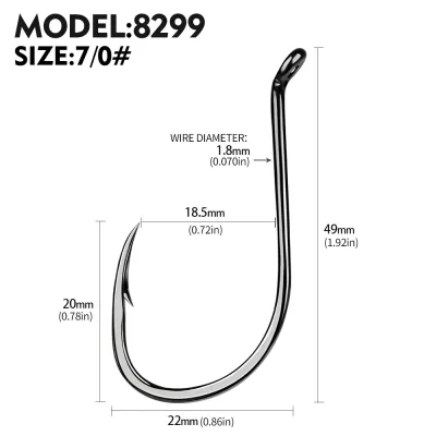 PROBEROS 100 PCS/lot Heavy Duty Jigging Single Hook Casting 1/0 #-8/0 # Sharp Octopus Fishing Hook aksesori memancing keluli karbon 8299