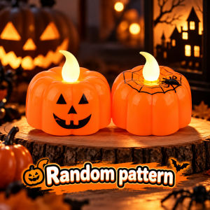 Halloween Candle Lights Spider Web/Pumpkin LED Light Lantern Battery Candles Home Party Decoration
