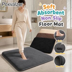 Plush Coral Velvet Memory Foam Bath Mat Thick Absorbent Anti Slip Floor Mat For Bathroom Kitchen Bedroom