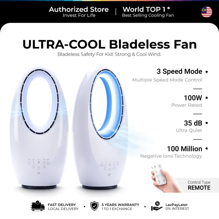 [Limited Stock] ULTRA COOL BLADELESS FAN WITH MULTIPLE SPEED FUNCTION /120W/100MILIONS NEGATIVE IONS